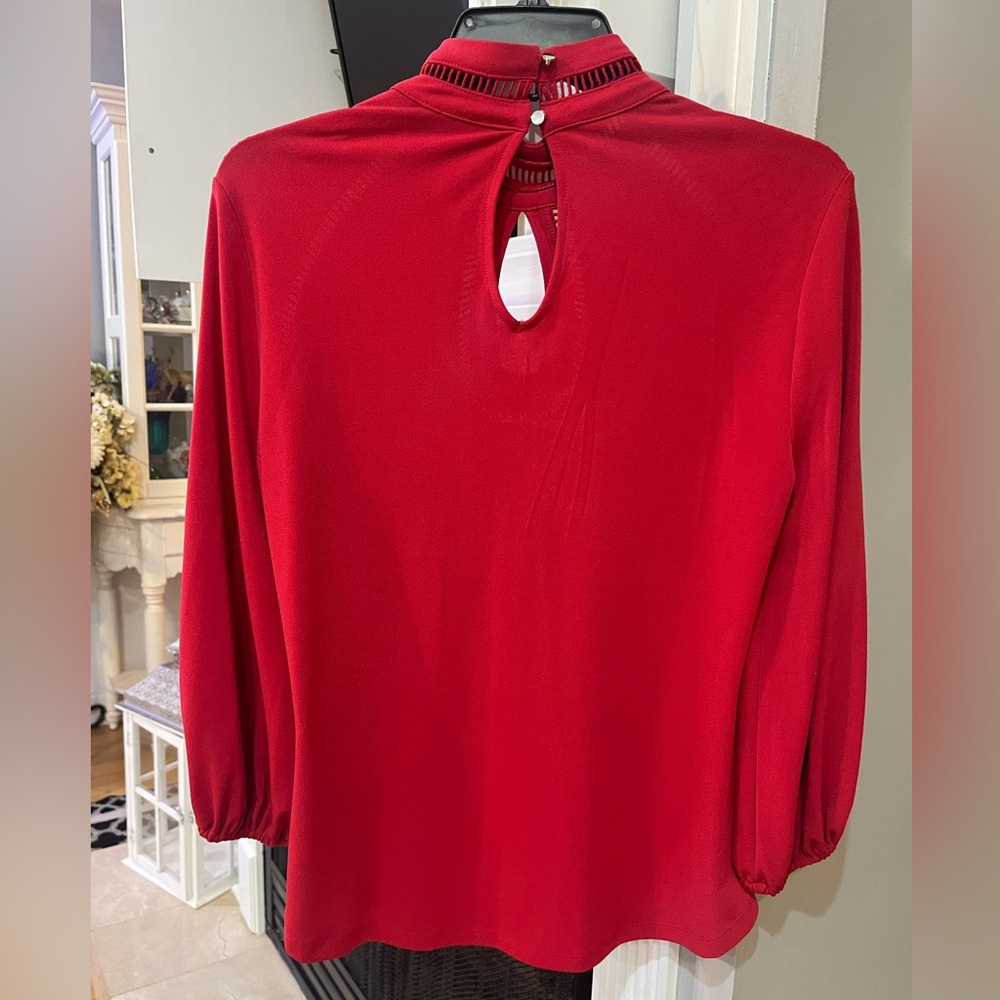 7Th Avenue New York & Company Design Studio Ruffle Long Sleeve Blouse Shirt Top - Picture 3 of 6